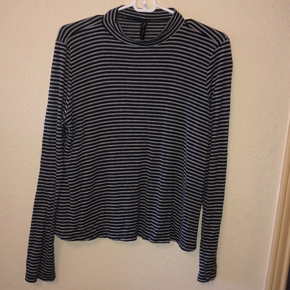 Navy and grey striped top